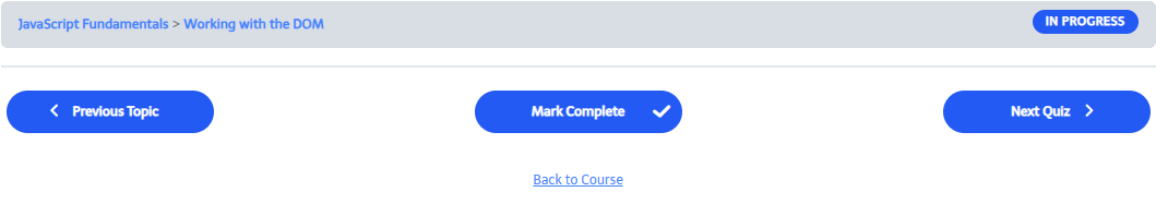 A lesson page showing the Mark Complete button available without completing previous lessons