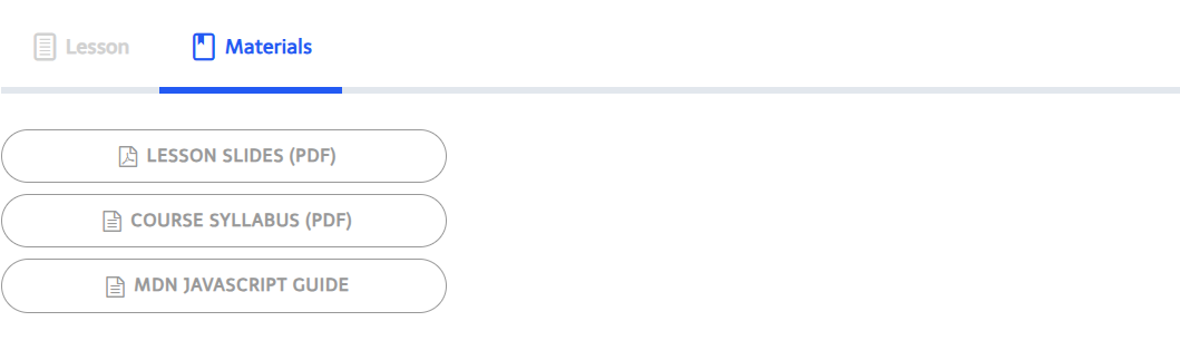 Materials tab showing the same three materials as outlined pill buttons