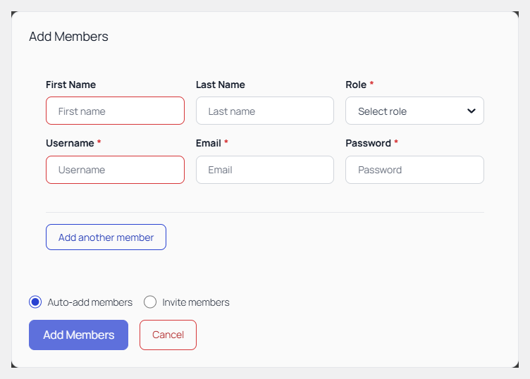 Adding members to an organization