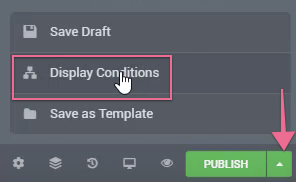 Publish settings with the Display Conditions option