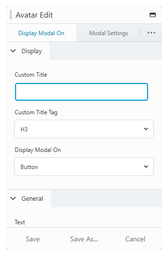 Avatar Edit module in Beaver Builder with the settings panel open
