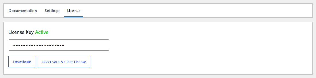 Settings > Lifter Elements, License tab, with the license key field and status